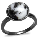 TK2902 - IP Light Black (IP Gun) Stainless Steel Ring with Semi-Precious Hematite in Multi Color - Alamode - Flyclothing LLC