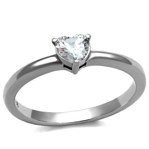 TK2904 - High polished (no plating) Stainless Steel Ring with AAA Grade CZ in Clear - Alamode - Flyclothing LLC
