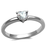 TK2904 - High polished (no plating) Stainless Steel Ring with AAA Grade CZ in Clear - Alamode - Flyclothing LLC
