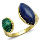 TK2906 - IP Gold(Ion Plating) Stainless Steel Ring with Precious Stone Lapis in Montana - Alamode - Flyclothing LLC