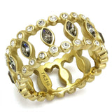 TK2907 - IP Gold(Ion Plating) Stainless Steel Ring with Top Grade Crystal in Black Diamond - Alamode - Flyclothing LLC