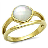 TK2908 - IP Gold(Ion Plating) Stainless Steel Ring with Precious Stone Conch in White - Alamode - Flyclothing LLC