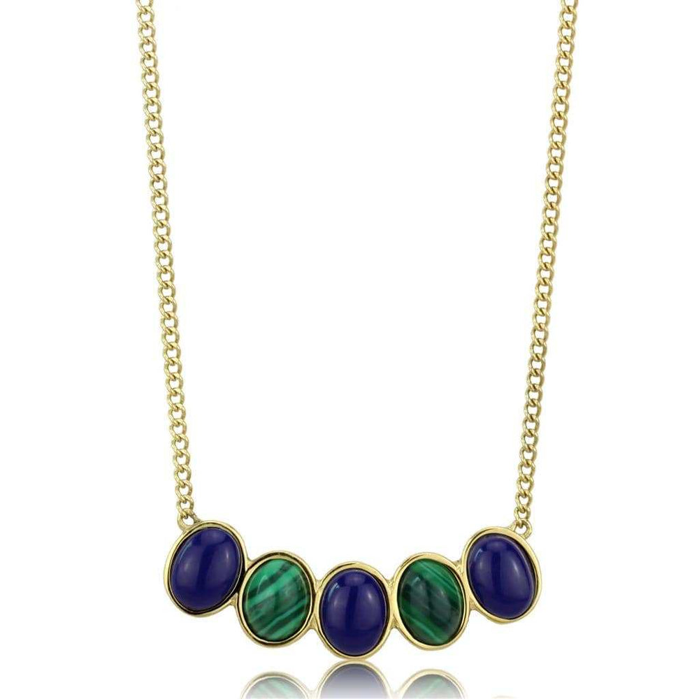 TK2911 - IP Gold(Ion Plating) Stainless Steel Necklace with Precious Stone Lapis in Montana - Alamode - Flyclothing LLC