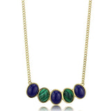 TK2911 - IP Gold(Ion Plating) Stainless Steel Necklace with Precious Stone Lapis in Montana - Alamode - Flyclothing LLC