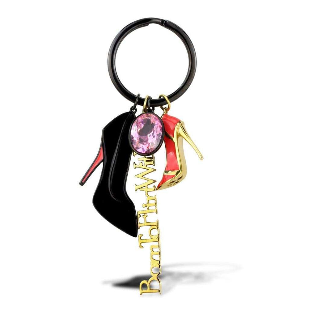 TK2913 - IP Gold+ IP Black (Ion Plating) Stainless Steel Key Ring with AAA Grade CZ in Rose - Alamode - Flyclothing LLC