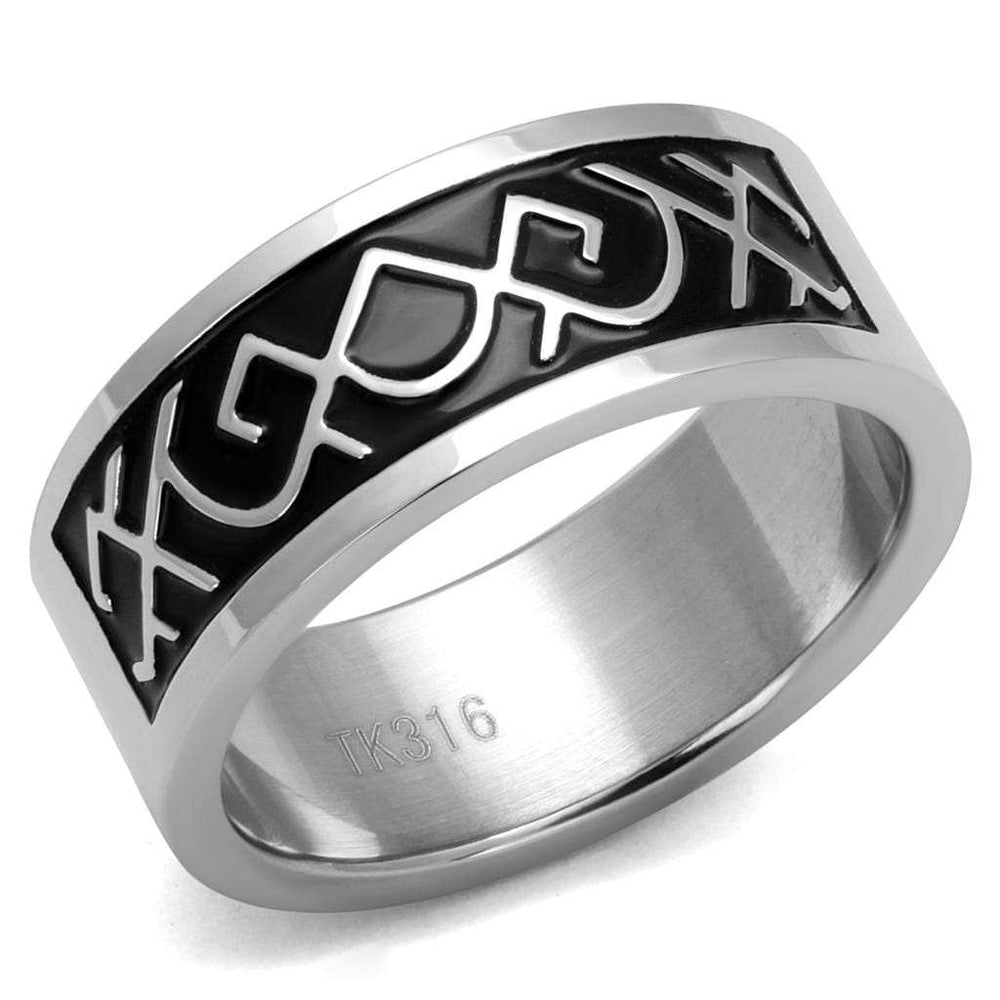 TK2921 - High polished (no plating) Stainless Steel Ring with Epoxy in Jet - Alamode - Flyclothing LLC