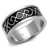 TK2921 - High polished (no plating) Stainless Steel Ring with Epoxy in Jet - Alamode - Flyclothing LLC