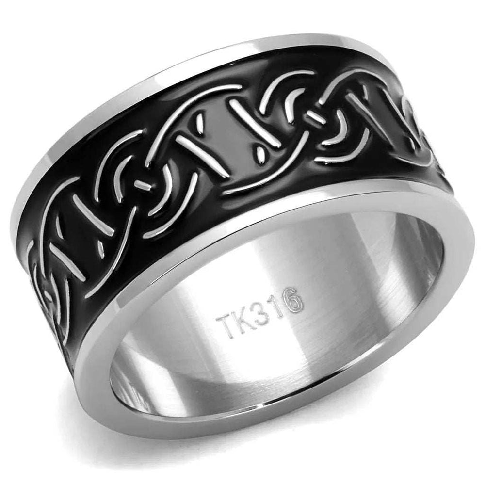 TK2922 - High polished (no plating) Stainless Steel Ring with Epoxy in Jet - Alamode - Flyclothing LLC