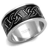 TK2922 - High polished (no plating) Stainless Steel Ring with Epoxy in Jet - Alamode - Flyclothing LLC