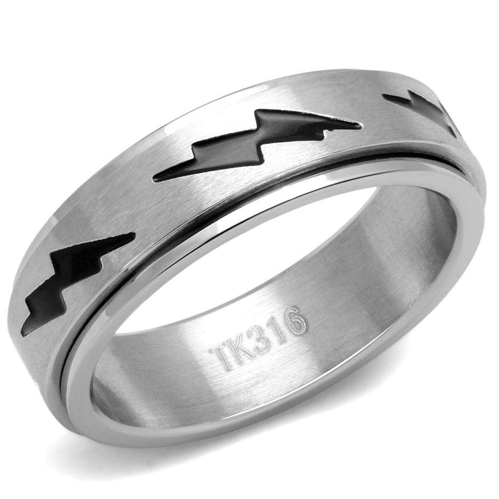TK2926 - High polished (no plating) Stainless Steel Ring with Epoxy in Jet - Alamode - Flyclothing LLC