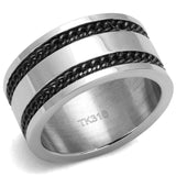 TK2927 - High polished (no plating) Stainless Steel Ring with Epoxy in Jet - Alamode - Flyclothing LLC
