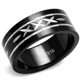TK2928 - Two-Tone IP Black (Ion Plating) Stainless Steel Ring with No Stone - Alamode - Flyclothing LLC