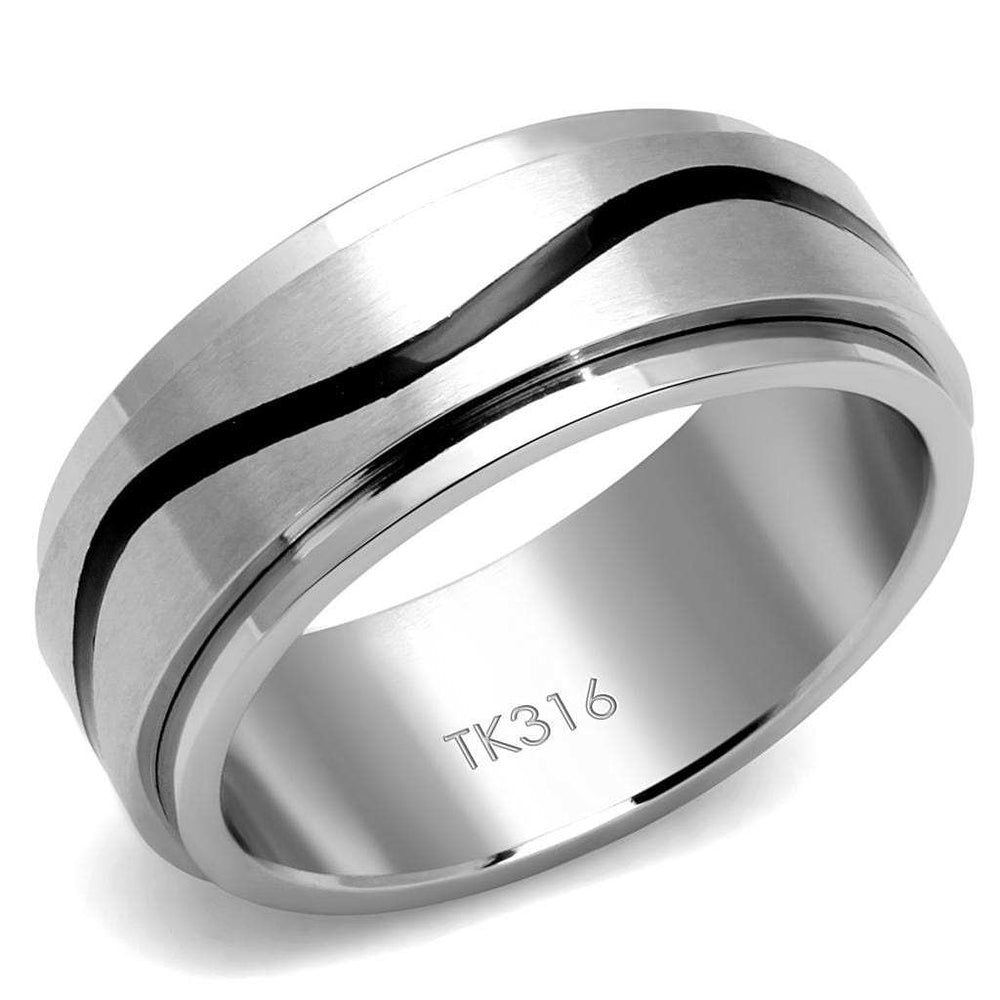 TK2929 - High polished (no plating) Stainless Steel Ring with Epoxy in Jet - Alamode - Flyclothing LLC