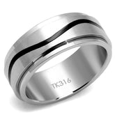TK2929 - High polished (no plating) Stainless Steel Ring with Epoxy in Jet - Alamode - Flyclothing LLC