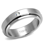 TK2933 - High polished (no plating) Stainless Steel Ring with AAA Grade CZ in Clear - Alamode - Flyclothing LLC