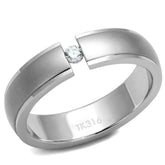 TK2935 - High polished (no plating) Stainless Steel Ring with AAA Grade CZ in Clear - Alamode - Flyclothing LLC
