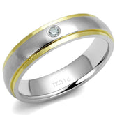TK2938 - Two-Tone IP Gold (Ion Plating) Stainless Steel Ring with AAA Grade CZ in Clear - Alamode - Flyclothing LLC