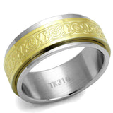 TK2939 - Two-Tone IP Gold (Ion Plating) Stainless Steel Ring with No Stone - Alamode - Flyclothing LLC