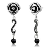 TK2951 - High polished (no plating) Stainless Steel Earrings with Top Grade Crystal in Jet - Alamode - Flyclothing LLC
