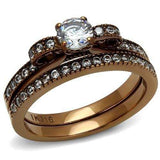 TK2955 - IP Coffee light Stainless Steel Ring with AAA Grade CZ in Clear - Alamode - Flyclothing LLC
