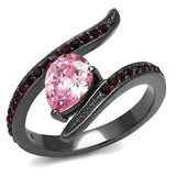 TK2972 - IP Light Black (IP Gun) Stainless Steel Ring with AAA Grade CZ in Rose - Alamode - Flyclothing LLC