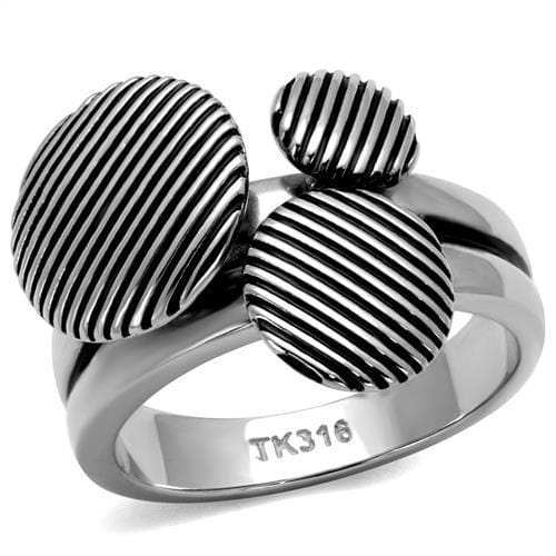 TK2973 - High polished (no plating) Stainless Steel Ring with Epoxy in Jet - Alamode - Flyclothing LLC