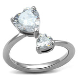 TK2981 - High polished (no plating) Stainless Steel Ring with AAA Grade CZ in Clear - Alamode - Flyclothing LLC