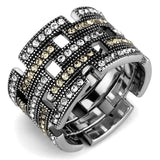 TK2987 - High polished (no plating) Stainless Steel Ring with Top Grade Crystal in Multi Color - Alamode - Flyclothing LLC