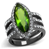 TK2989 - IP Light Black (IP Gun) Stainless Steel Ring with Synthetic Synthetic Glass in Peridot - Alamode - Flyclothing LLC