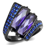 TK2996 - IP Light Black (IP Gun) Stainless Steel Ring with AAA Grade CZ in Tanzanite - Alamode - Flyclothing LLC