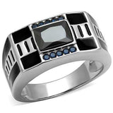 TK3002 - High polished (no plating) Stainless Steel Ring with AAA Grade CZ in Black Diamond - Alamode - Flyclothing LLC