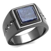 TK3006 - IP Light Black (IP Gun) Stainless Steel Ring with Blue Sand in Montana - Alamode - Flyclothing LLC
