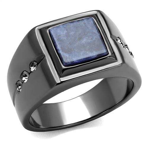 TK3006 - IP Light Black (IP Gun) Stainless Steel Ring with Blue Sand in Montana - Alamode - Flyclothing LLC