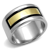 TK3008 - Two-Tone IP Gold (Ion Plating) Stainless Steel Ring with Epoxy in Jet - Alamode - Flyclothing LLC