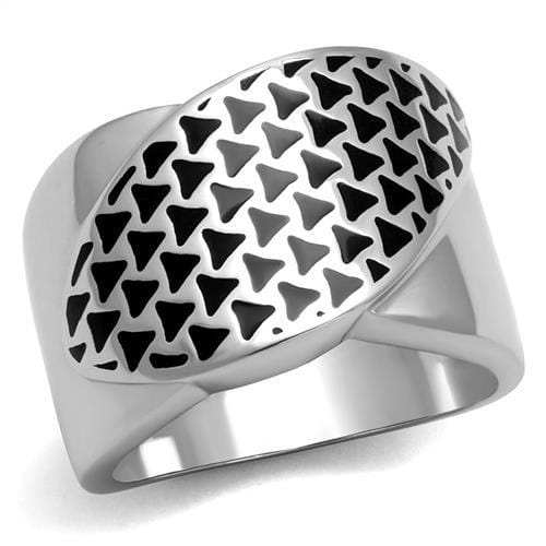 TK3010 - High polished (no plating) Stainless Steel Ring with Epoxy in Jet - Alamode - Flyclothing LLC
