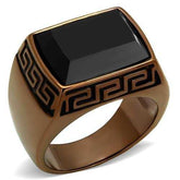 TK3014 - IP Coffee light Stainless Steel Ring with Synthetic Onyx in Jet - Alamode - Flyclothing LLC