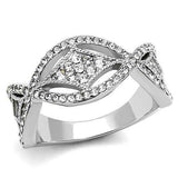 TK3027 - High polished (no plating) Stainless Steel Ring with Top Grade Crystal in Clear - Alamode - Flyclothing LLC