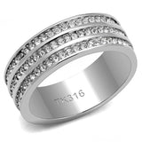 TK3028 - High polished (no plating) Stainless Steel Ring with Top Grade Crystal in Clear - Alamode - Flyclothing LLC