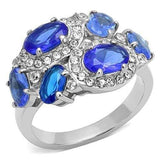 TK3030 - High polished (no plating) Stainless Steel Ring with Synthetic Synthetic Glass in Sapphire - Alamode - Flyclothing LLC