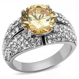 TK3031 - High polished (no plating) Stainless Steel Ring with AAA Grade CZ in Champagne - Alamode - Flyclothing LLC