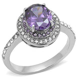 TK3032 - High polished (no plating) Stainless Steel Ring with AAA Grade CZ in Amethyst - Alamode - Flyclothing LLC