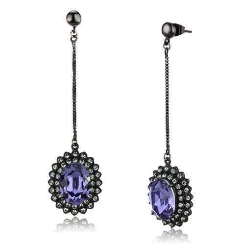 TK3073 - IP Black(Ion Plating) Stainless Steel Earrings with Top Grade Crystal in Tanzanite - Alamode - Flyclothing LLC