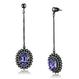 TK3073 - IP Black(Ion Plating) Stainless Steel Earrings with Top Grade Crystal in Tanzanite - Alamode - Flyclothing LLC