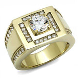 TK3079 - IP Gold(Ion Plating) Stainless Steel Ring with AAA Grade CZ in Clear - Alamode - Flyclothing LLC