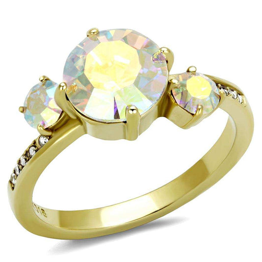 TK3095 - IP Gold(Ion Plating) Stainless Steel Ring with Top Grade Crystal in Multi Color - Alamode - Flyclothing LLC