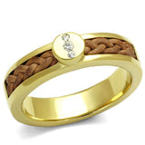 TK3096 - IP Gold(Ion Plating) Stainless Steel Ring with Top Grade Crystal in Clear - Alamode - Flyclothing LLC