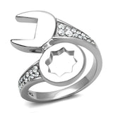 TK3097 - High polished (no plating) Stainless Steel Ring with AAA Grade CZ in Clear - Alamode - Flyclothing LLC