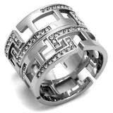 TK3105 - High polished (no plating) Stainless Steel Ring with Top Grade Crystal in Clear - Alamode - Flyclothing LLC