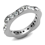 TK3106 - High polished (no plating) Stainless Steel Ring with Top Grade Crystal in Clear - Alamode - Flyclothing LLC