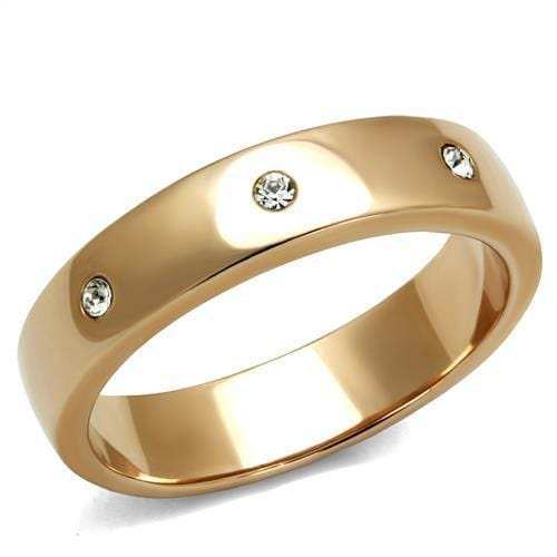 TK3107 - IP Rose Gold(Ion Plating) Stainless Steel Ring with Top Grade Crystal in Clear - Alamode - Flyclothing LLC